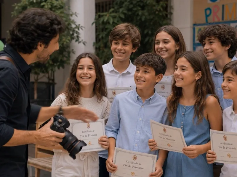 El equipo de MadridFotoVideo trabajando — En un fin de curso